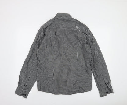 Genthouse Men's Black Check Long Sleeve Button-Up Shirt L Cotton Casual