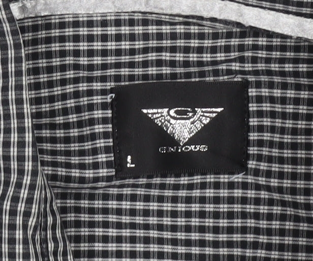 Genthouse Men's Black Check Long Sleeve Button-Up Shirt L Cotton Casual