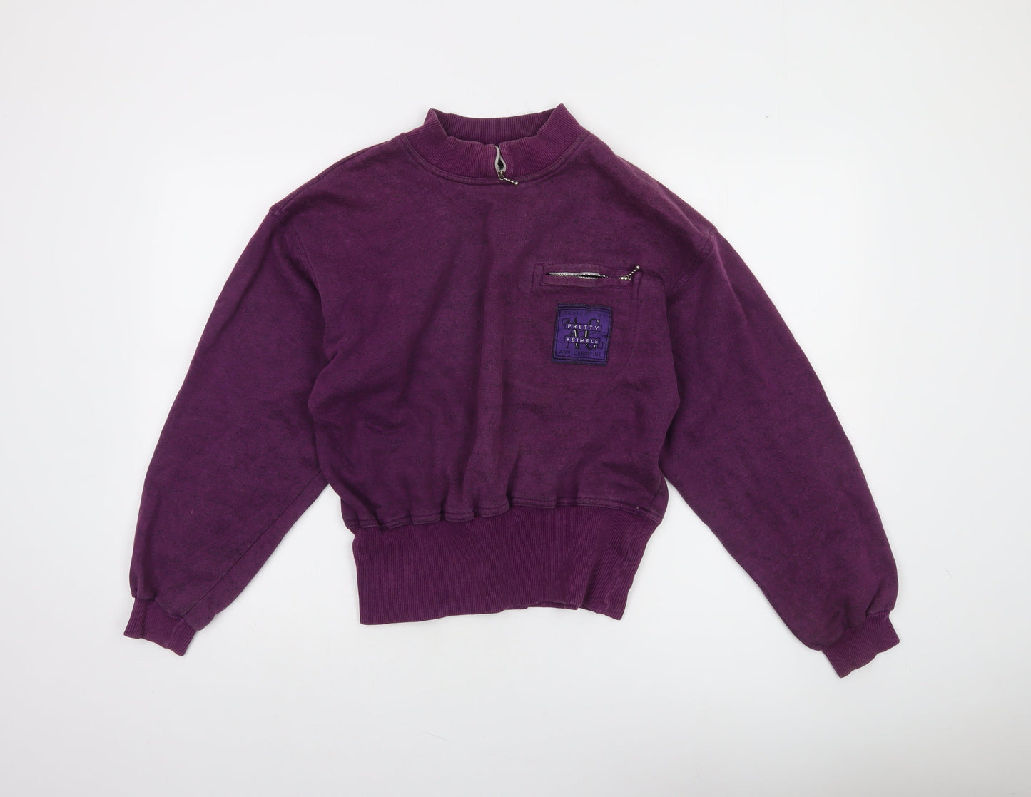 Ann Christine Womens Purple 1/2 Zip Sweatshirt S Cotton Blend