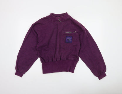 Ann Christine Womens Purple 1/2 Zip Sweatshirt S Cotton Blend