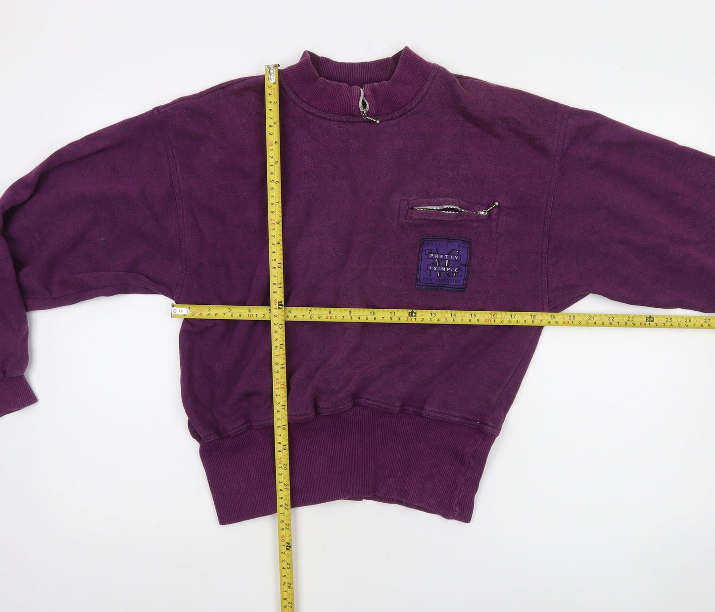 Ann Christine Womens Purple 1/2 Zip Sweatshirt S Cotton Blend