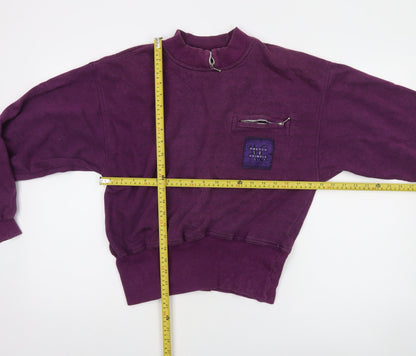 Ann Christine Womens Purple 1/2 Zip Sweatshirt S Cotton Blend