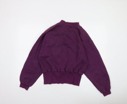 Ann Christine Womens Purple 1/2 Zip Sweatshirt S Cotton Blend