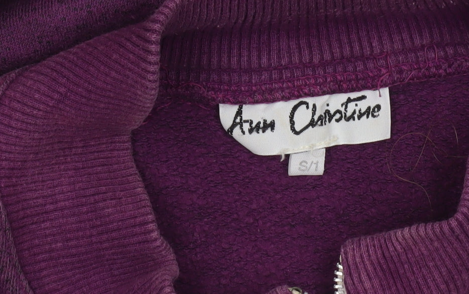 Ann Christine Womens Purple 1/2 Zip Sweatshirt S Cotton Blend