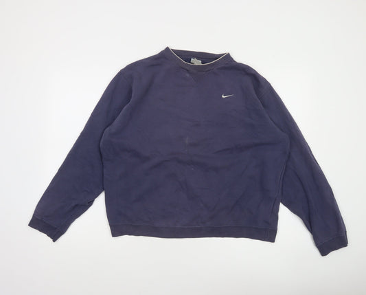 Nike Women’s Navy Blue Pullover Sweatshirt XL Relaxed Fit Logo Crew Neck