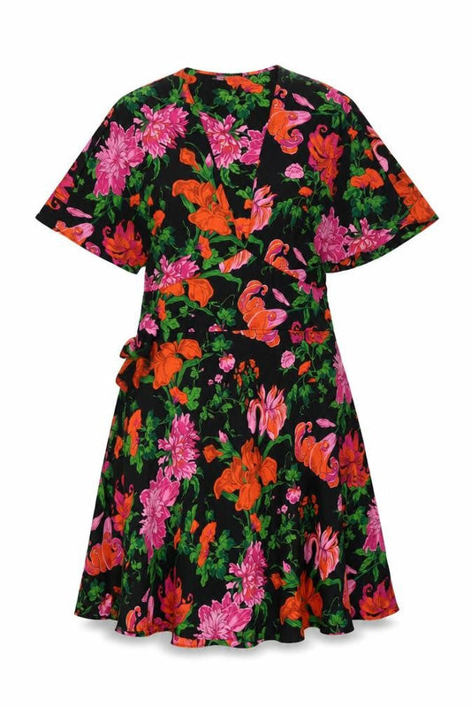 Zara Woman Women's Multicoloured Floral Short Wrap Dress Size 8