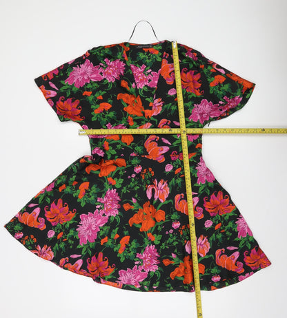 Zara Woman Women's Multicoloured Floral Short Wrap Dress Size 8