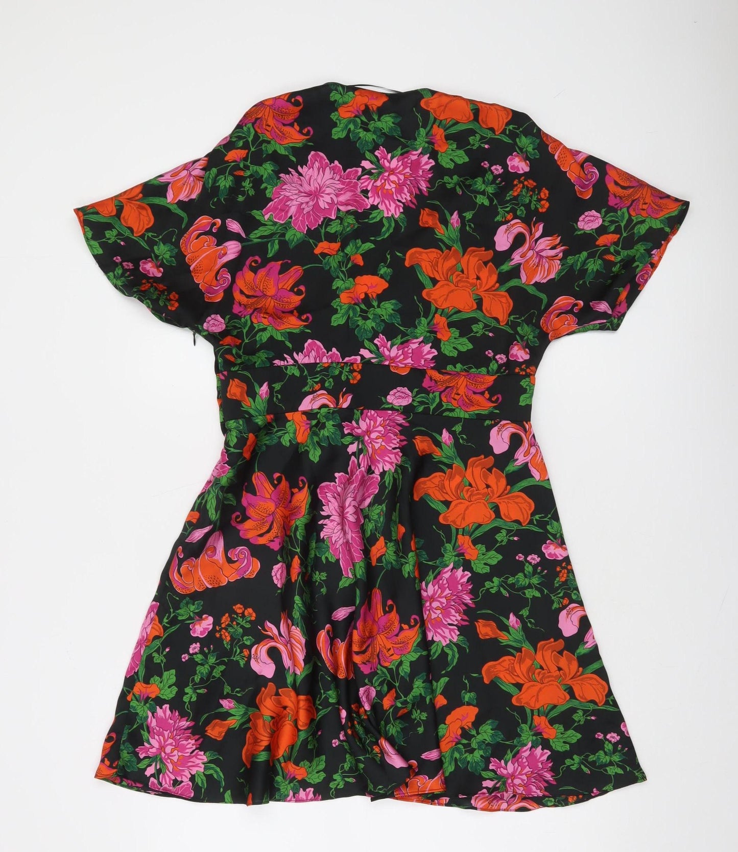 Zara Woman Women's Multicoloured Floral Short Wrap Dress Size 8