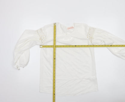 Traffic People Women’s Ivory Balloon Sleeve Embroidered Blouse XS