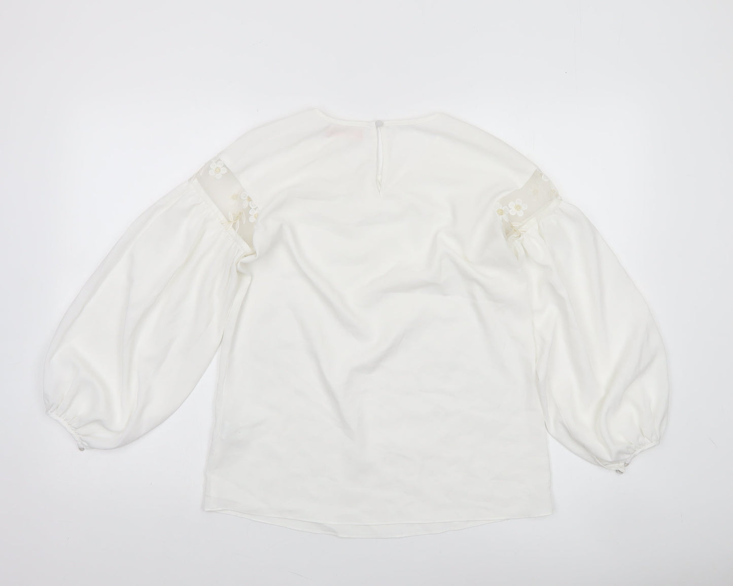 Traffic People Women’s Ivory Balloon Sleeve Embroidered Blouse XS