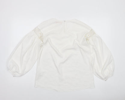 Traffic People Women’s Ivory Balloon Sleeve Embroidered Blouse XS