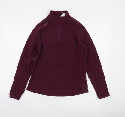 Quechua Women's Burgundy 1/2 Zip Fleece Pullover XS Polyester