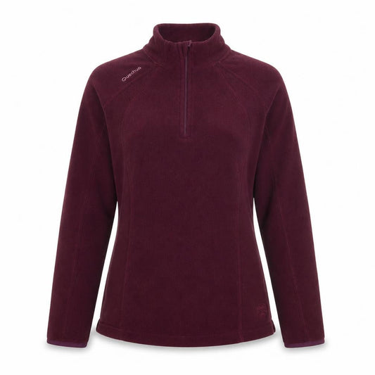 Quechua Women's Burgundy 1/2 Zip Fleece Pullover XS Polyester