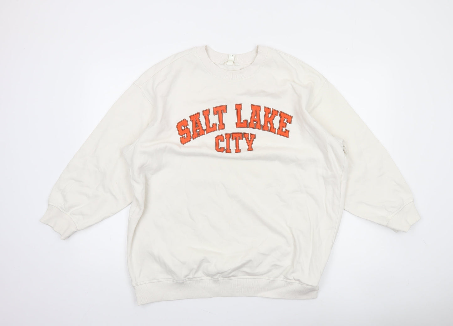 H&M Women White Salt Lake City Pullover Sweatshirt Size 12