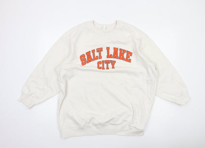 H&M Women White Salt Lake City Pullover Sweatshirt Size 12