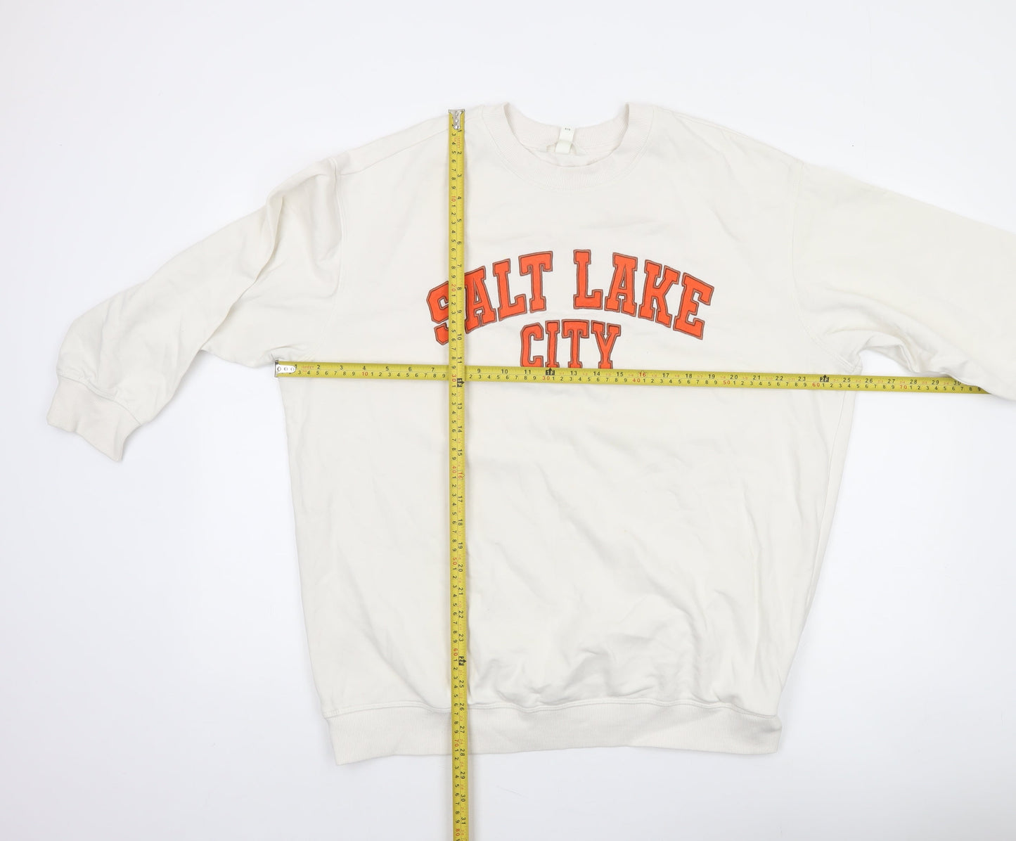 H&M Women White Salt Lake City Pullover Sweatshirt Size 12