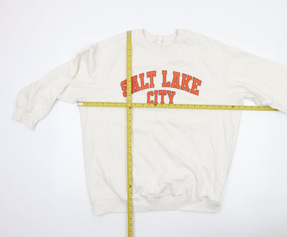 H&M Women White Salt Lake City Pullover Sweatshirt Size 12