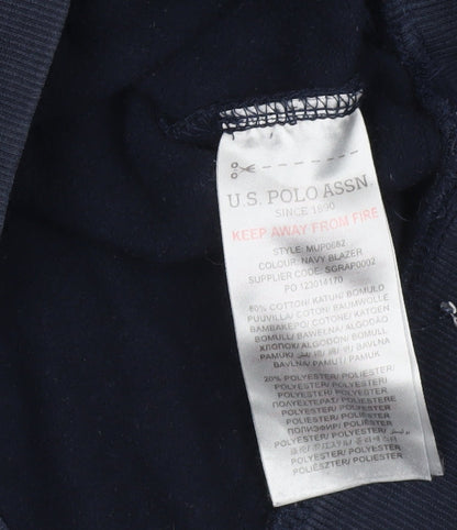 U.S. Polo Assn. Men Blue Pullover Logo Hoodie Size M