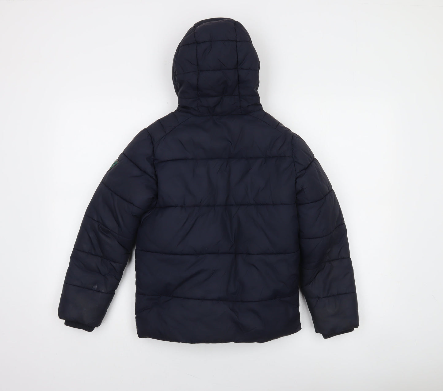 Next Boys Blue Hooded Puffer Jacket 8 Years Nylon Zip Lined Winter Coat