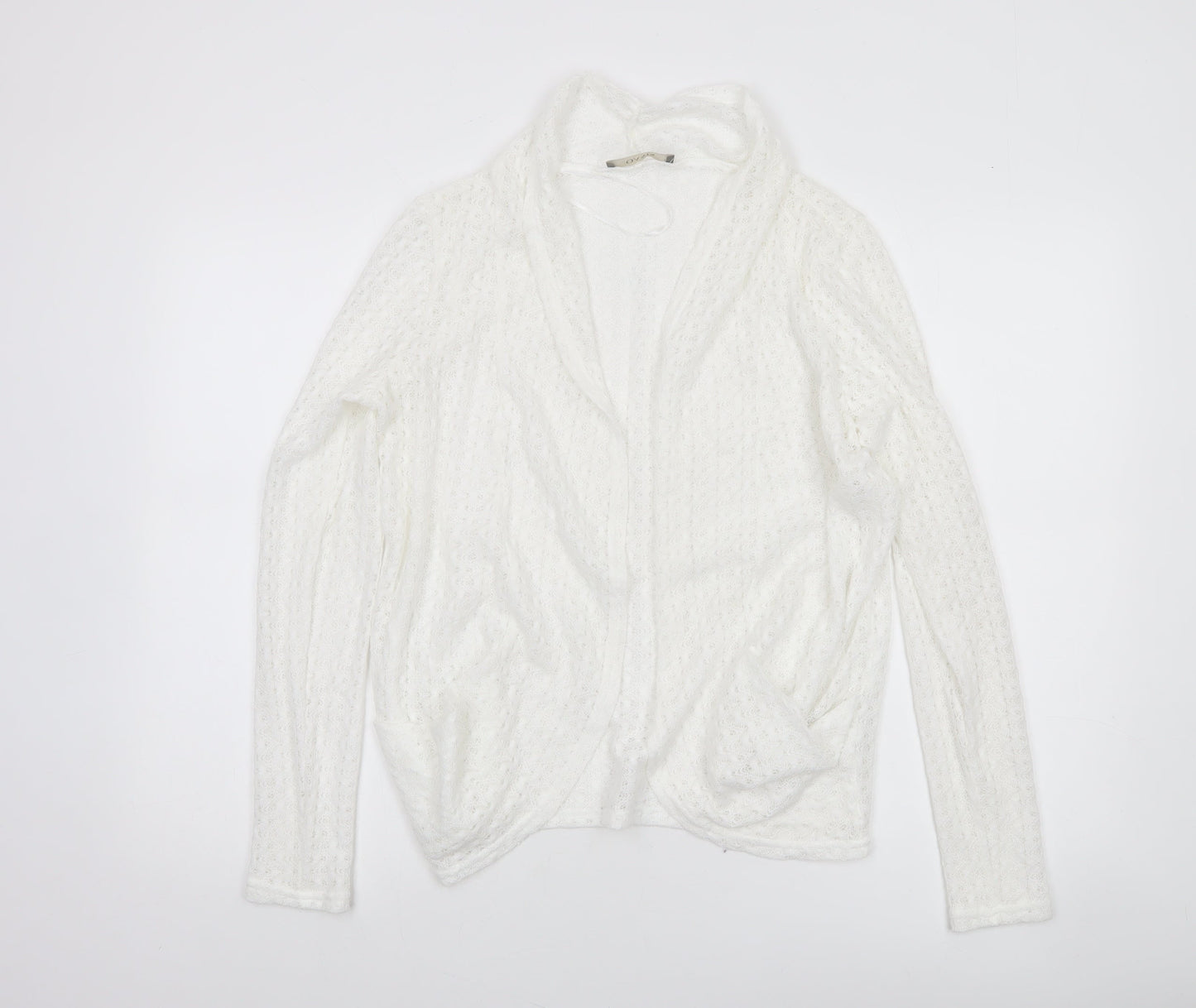 Oasis Women’s White Knit Open Jacket Size S Classic Style