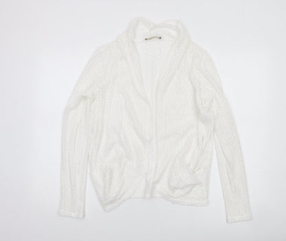 Oasis Women’s White Knit Open Jacket Size S Classic Style