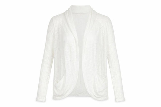 Oasis Women’s White Knit Open Jacket Size S Classic Style