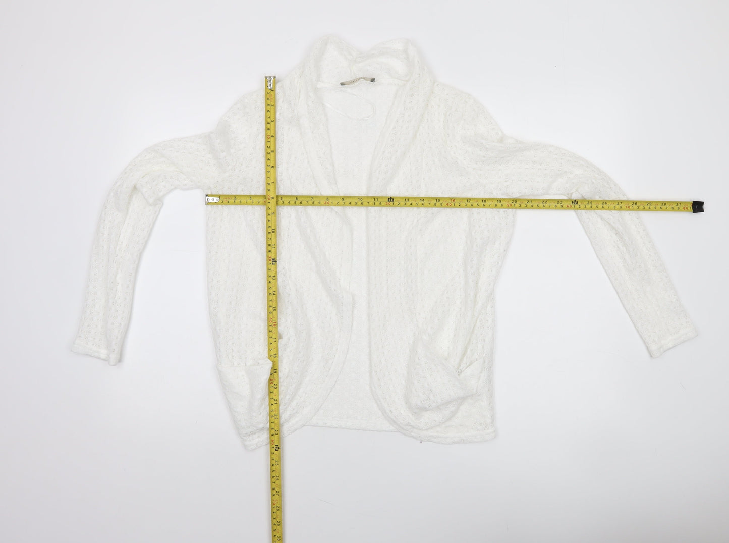 Oasis Women’s White Knit Open Jacket Size S Classic Style