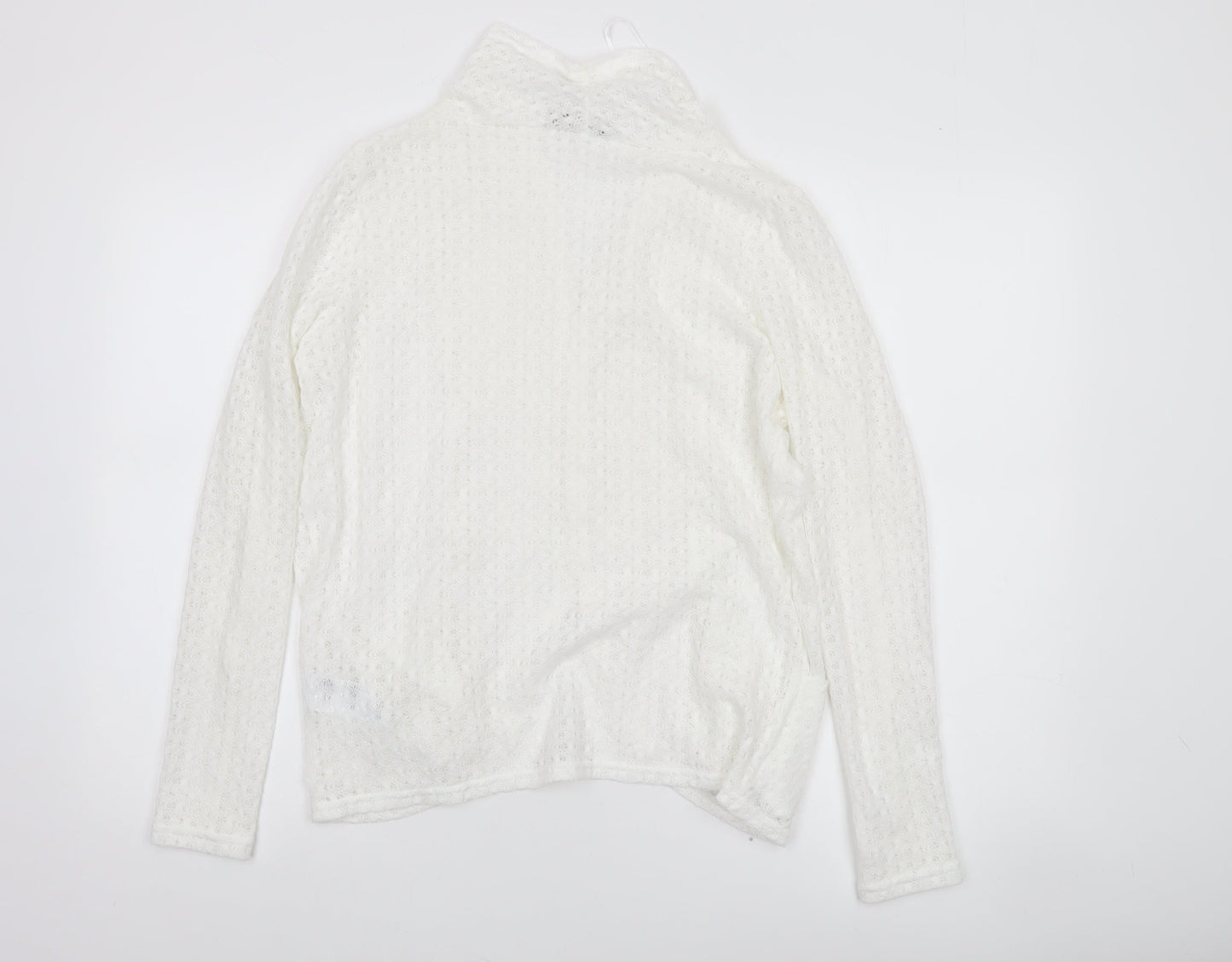 Oasis Women’s White Knit Open Jacket Size S Classic Style
