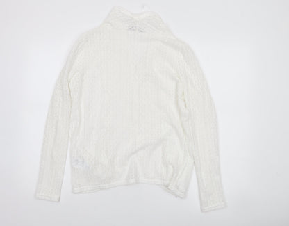 Oasis Women’s White Knit Open Jacket Size S Classic Style