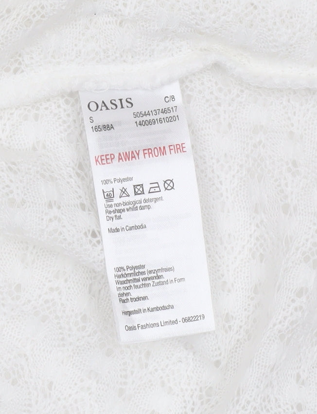 Oasis Women’s White Knit Open Jacket Size S Classic Style
