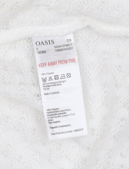 Oasis Women’s White Knit Open Jacket Size S Classic Style