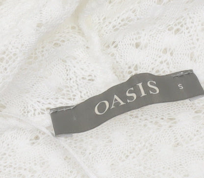 Oasis Women’s White Knit Open Jacket Size S Classic Style