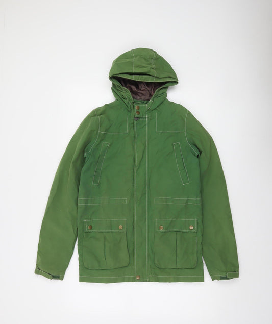 Peter Storm Boys Green Hooded Parka Coat - Size 13 Years, Lined Outdoor Jacket