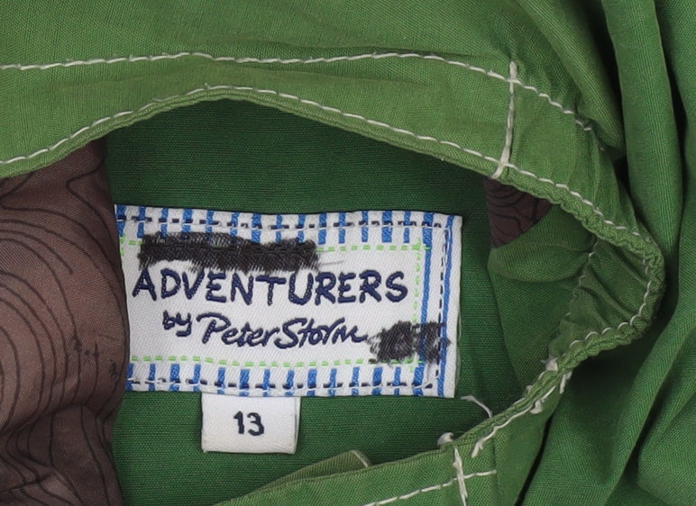 Peter Storm Boys Green Hooded Parka Coat - Size 13 Years, Lined Outdoor Jacket