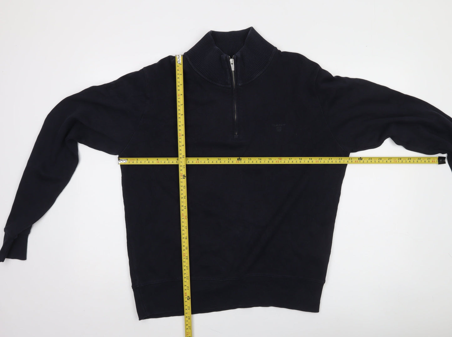 GANT Men’s Blue Cotton Half Zip High Neck Jumper Size L