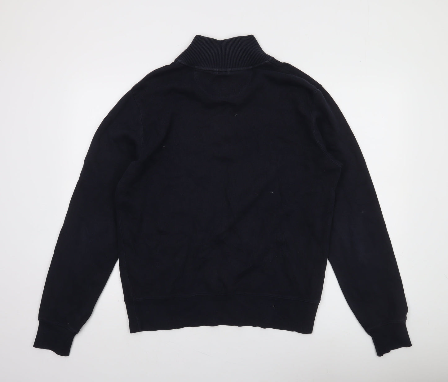 GANT Men’s Blue Cotton Half Zip High Neck Jumper Size L