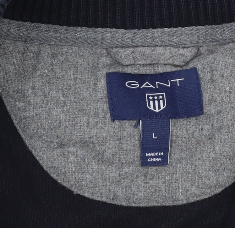 GANT Men’s Blue Cotton Half Zip High Neck Jumper Size L
