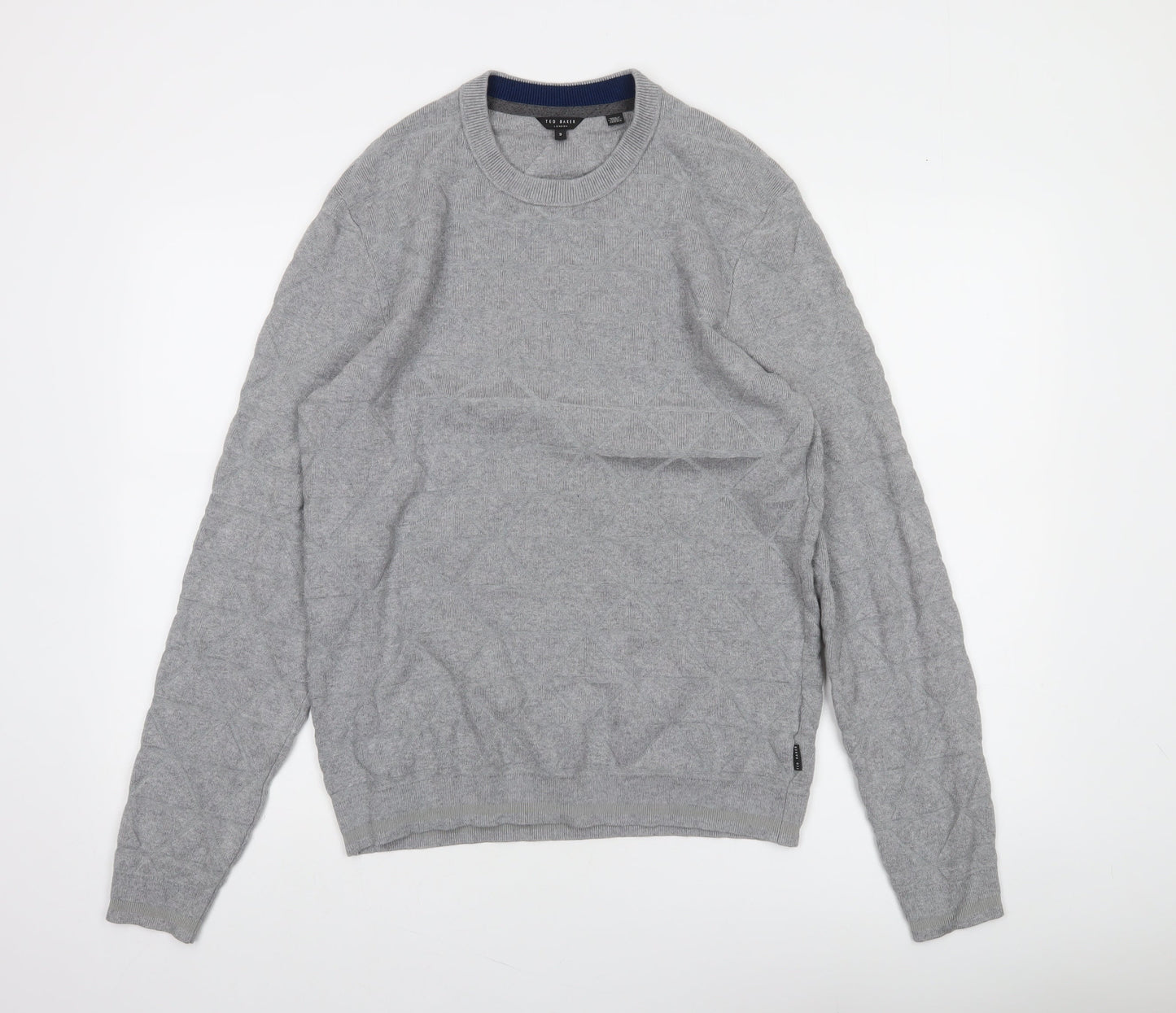 Ted Baker Men's Grey M Cable-Knit Crew Neck Pullover Jumper