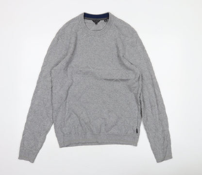 Ted Baker Men's Grey M Cable-Knit Crew Neck Pullover Jumper