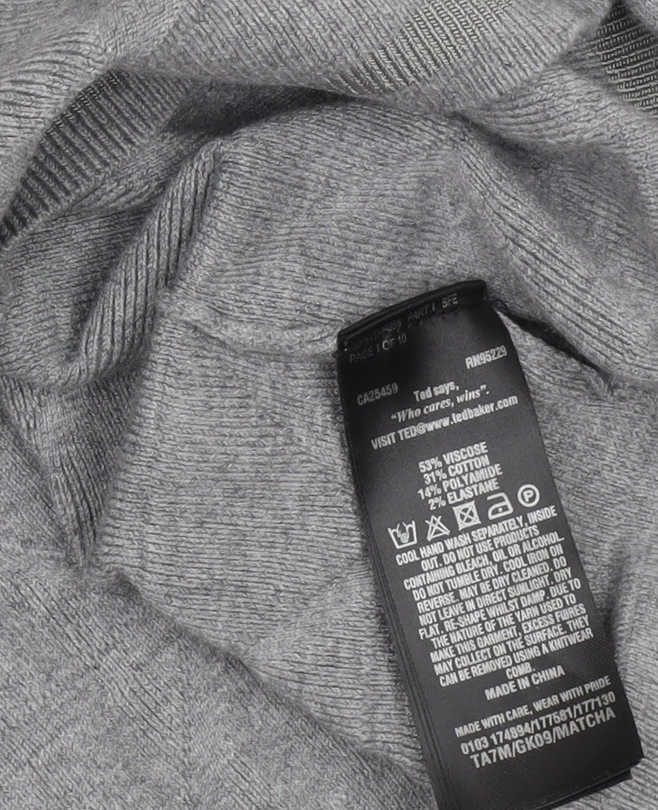 Ted Baker Men's Grey M Cable-Knit Crew Neck Pullover Jumper