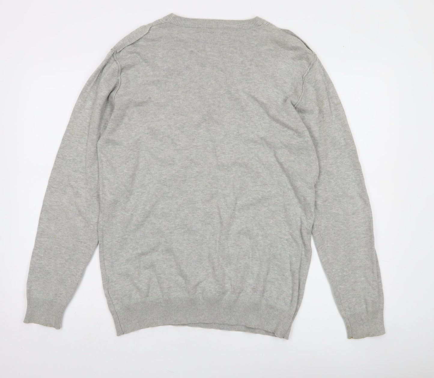 Lee Cooper Men's Grey Cotton Henley Jumper Size M