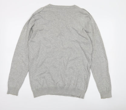 Lee Cooper Men's Grey Cotton Henley Jumper Size M