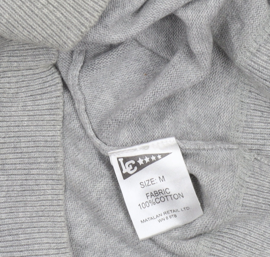 Lee Cooper Men's Grey Cotton Henley Jumper Size M