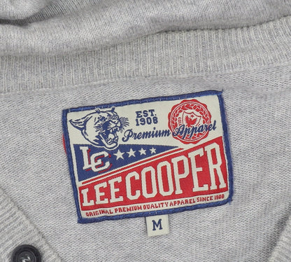 Lee Cooper Men's Grey Cotton Henley Jumper Size M