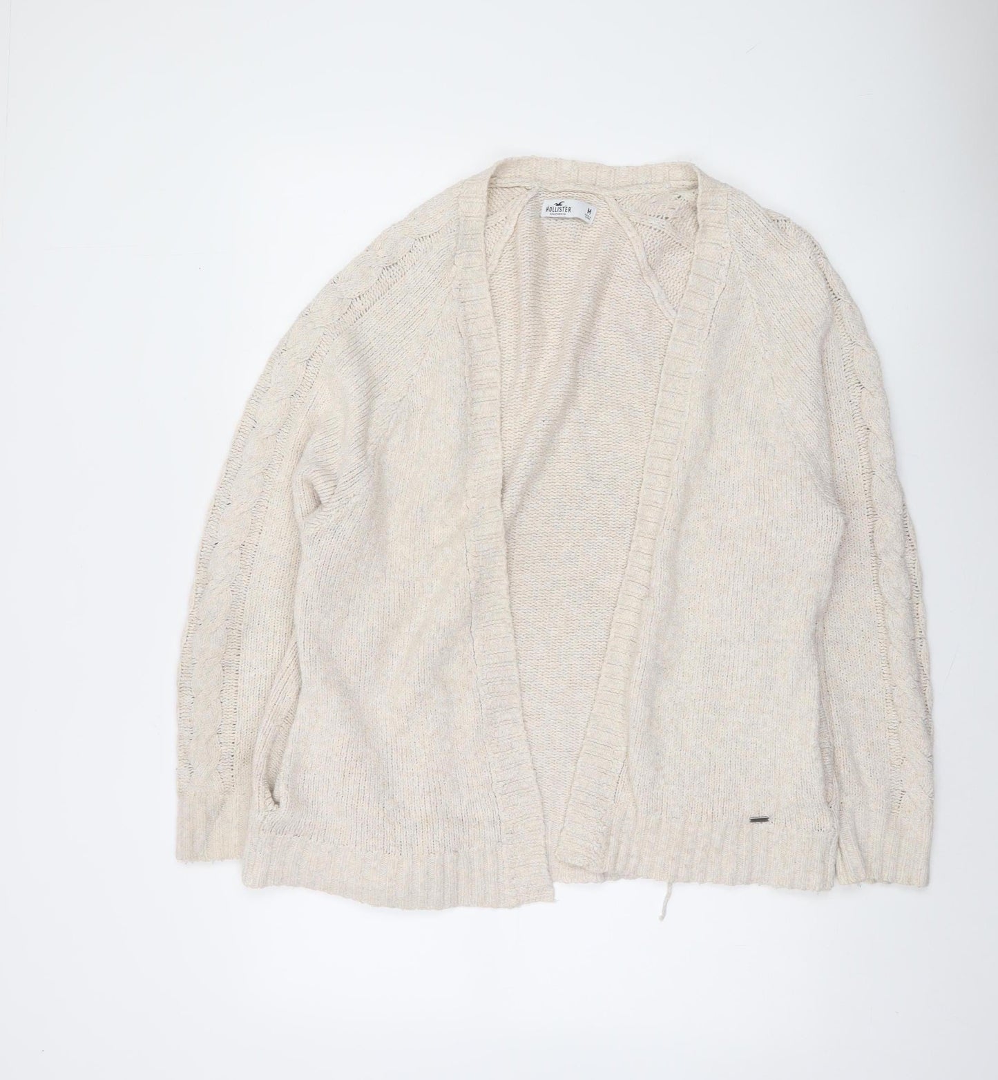 Hollister Womens Beige Cable Knit Cardigan M Relaxed Fit