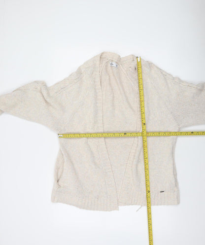 Hollister Womens Beige Cable Knit Cardigan M Relaxed Fit