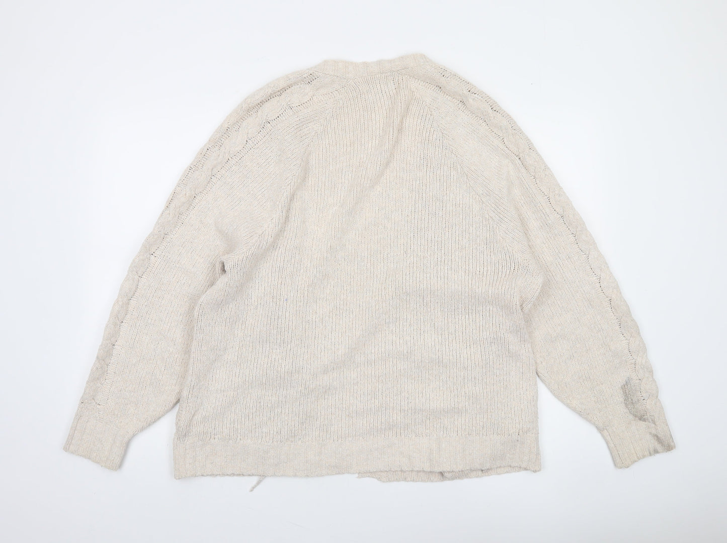 Hollister Womens Beige Cable Knit Cardigan M Relaxed Fit