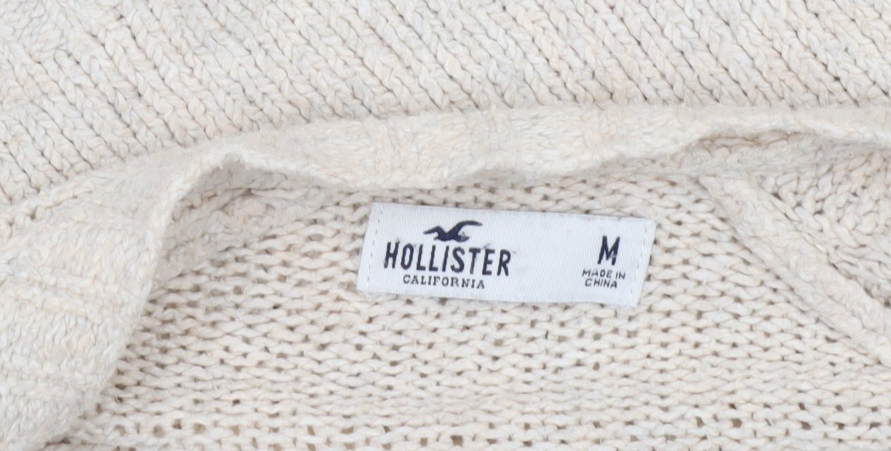 Hollister Womens Beige Cable Knit Cardigan M Relaxed Fit