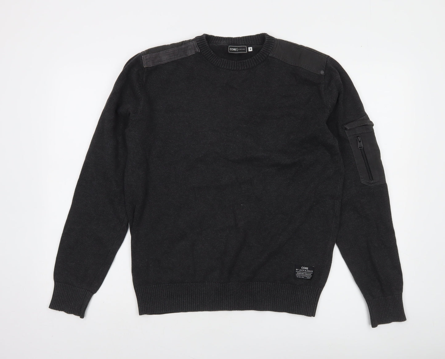 Jack & Jones Men’s Black Cotton Crew Neck Pullover Jumper M