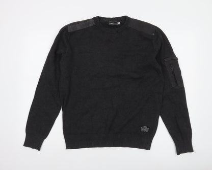 Jack & Jones Men’s Black Cotton Crew Neck Pullover Jumper M